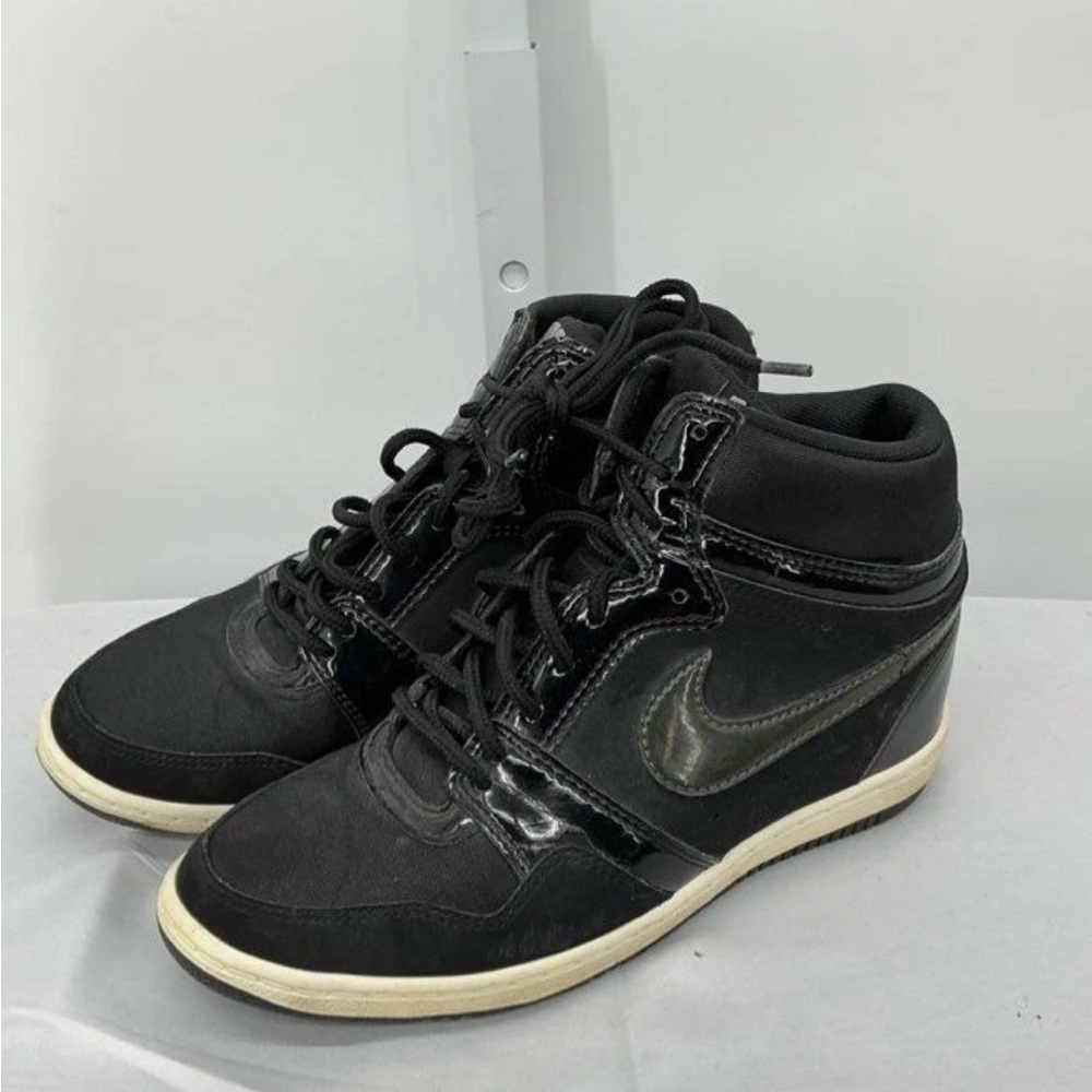 Nike Women's Black and White High-Top wedge sneakers